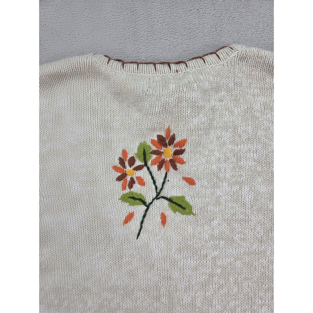 Vintage Fall Sweater Cardigan Womens Large Fall Autumn Leaves Thanksgiving - Picture 3 of 9
